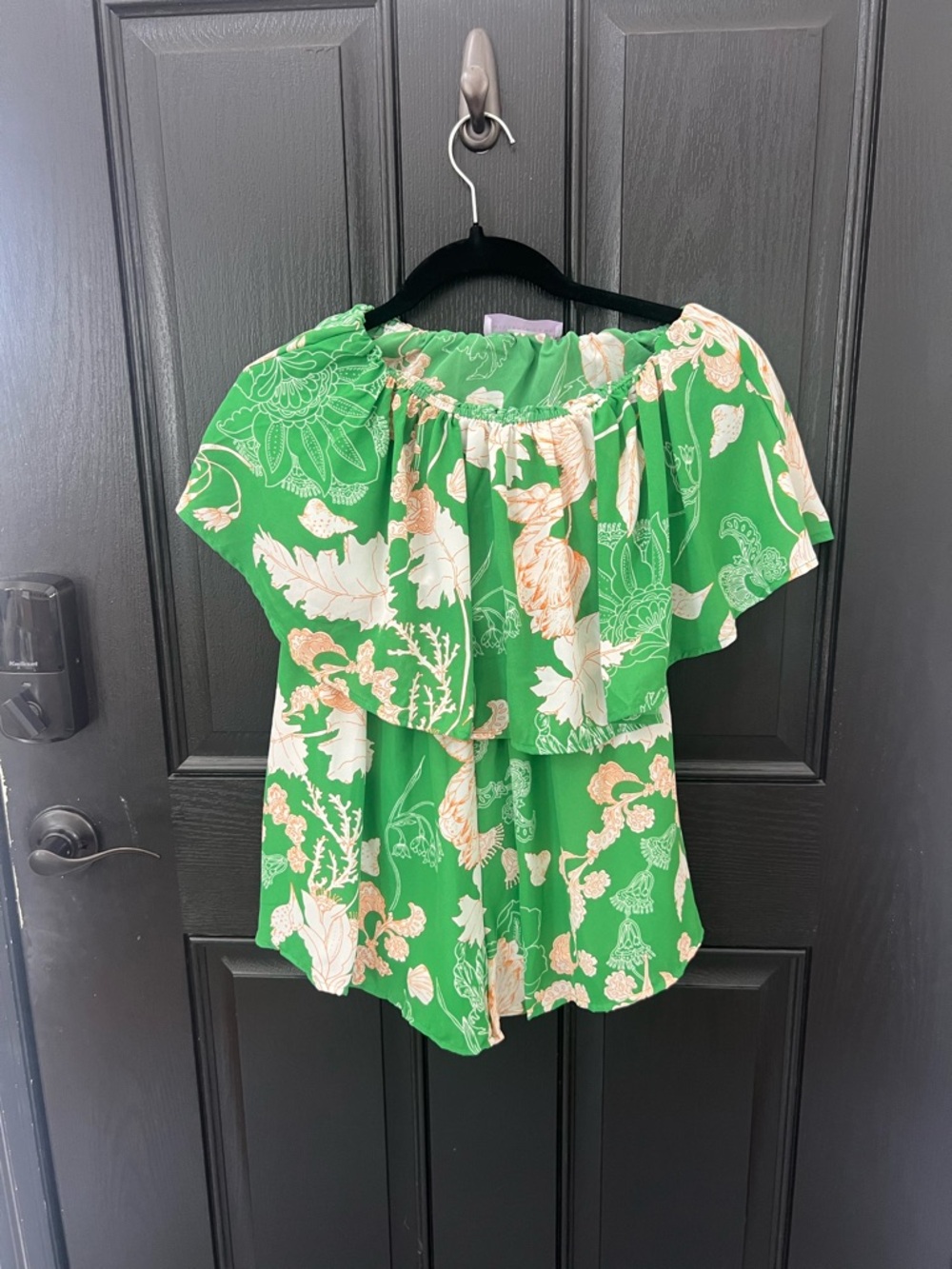 Boutique Green Floral Off-Shoulder Romper